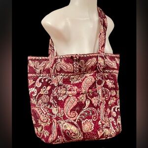 Vera Bradley Large Burgundy Quilted Paisley Print Tote